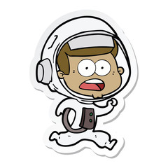 sticker of a cartoon surprised astronaut