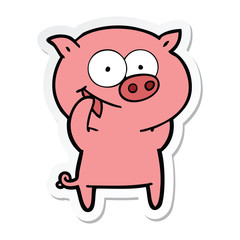 Obraz na płótnie Canvas sticker of a cheerful pig cartoon