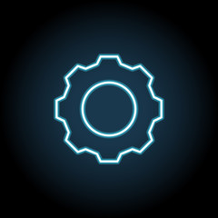 gear icon in neon style. Simple thin line, outline vector of web, minimalistic icons for UI and UX, website or mobile application