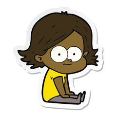 sticker of a happy cartoon girl