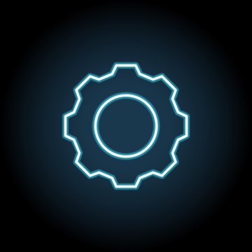 recommend clip art: gear icon in neon style. Simple thin line, outline vector of web, minimalistic icons for UI and UX, website or mobile application