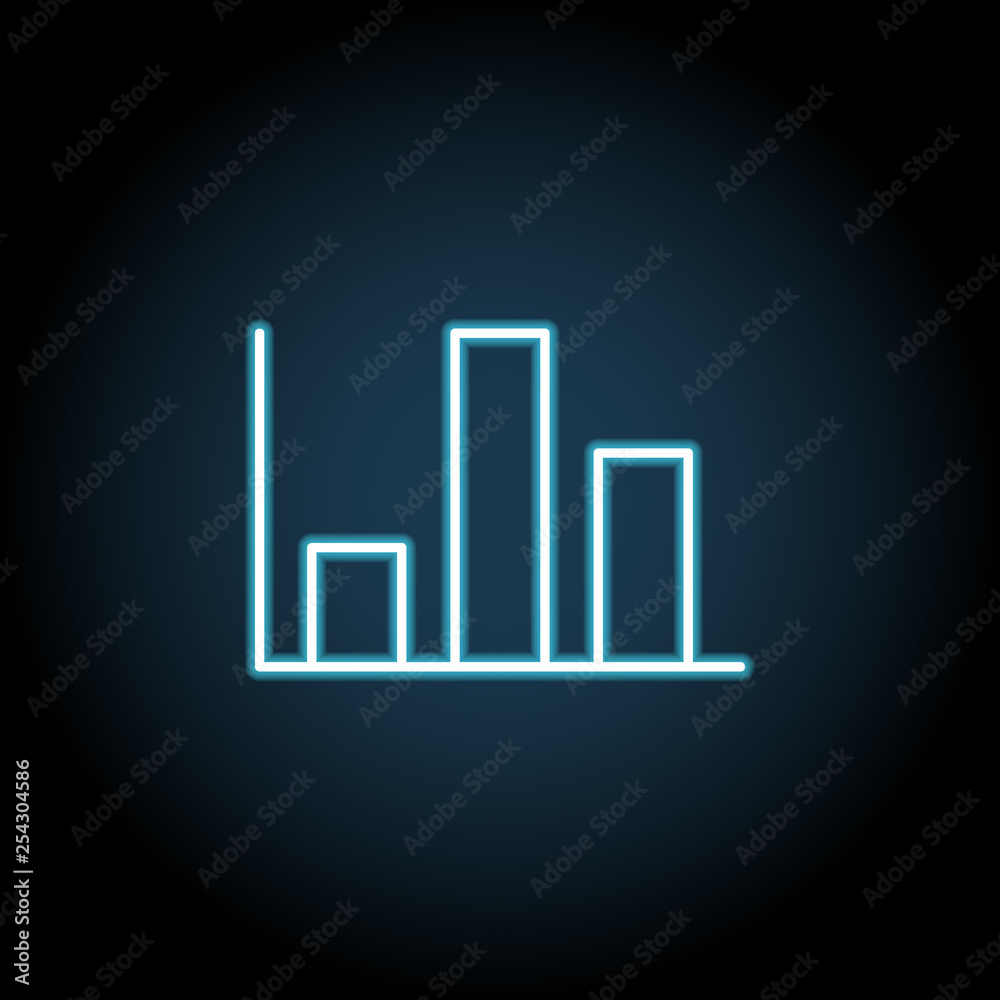 Poster chart icon in neon style. simple thin line, outline vector of web, minimalistic icons for ui and ux,