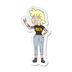 sticker of a cartoon rock girl