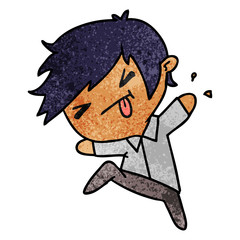 textured cartoon of a kawaii cute boy