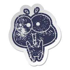 distressed old sticker kawaii excited cute frog