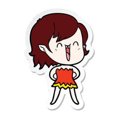 sticker of a cute cartoon happy vampire girl