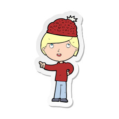 sticker of a cartoon man wearing winter hat