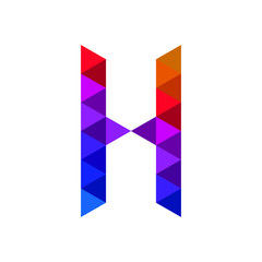 Letter H Uppercase Colorful Polygon Alphabet Font Typography Vector 