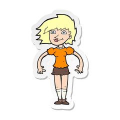 sticker of a cartoon happy woman