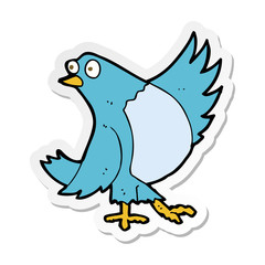 sticker of a cartoon dancing bluebird