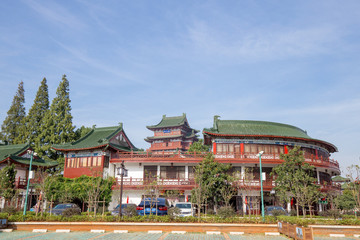 rea in front of The Tengwang pavilion in Nanchang, Jiangxi province, China, one of the four famous towers in south China