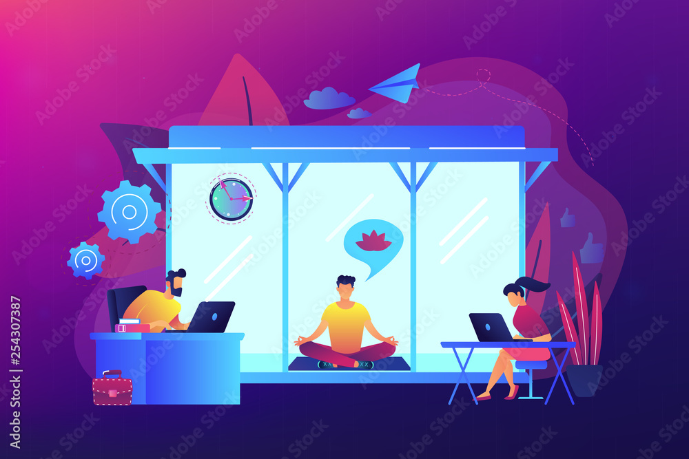 Wall mural Office meditation booth concept vector illustration.