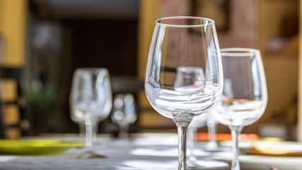 wine glasses on a table