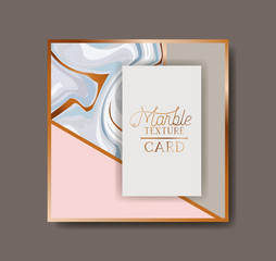 square golden frame marble texture