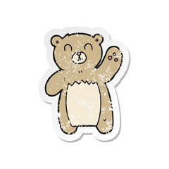 retro distressed sticker of a cartoon teddy bear