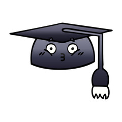 gradient shaded cartoon graduation hat