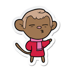 sticker of a cartoon suspicious monkey