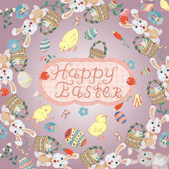 illustration in childrens_17_style on the theme of Easter, circular ornament for decoration and design