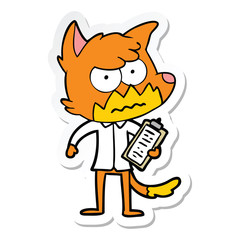 sticker of a cartoon annoyed fox