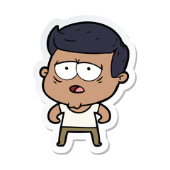 sticker of a cartoon tired man