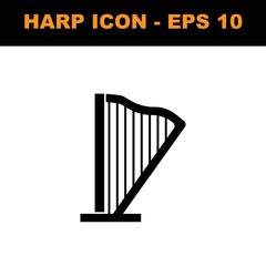 Harp icon. Lyre black illustration in trendy flat style isolated on white background. Vector illustration.- vector