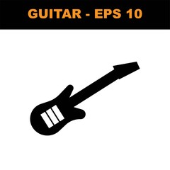 Simple guitar icon. - vector