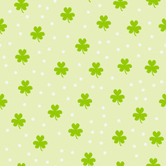 Shamrock pattern with dots. Seamless vector background