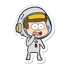 sticker of a cartoon surprised astronaut