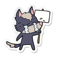 sticker of a cartoon crying wolf