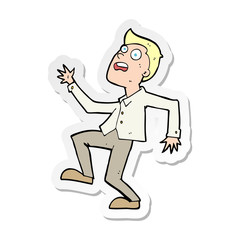 sticker of a cartoon man panicking