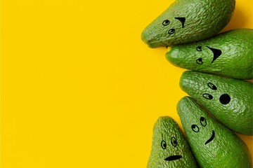 avocado emoji on yellow background copy space b