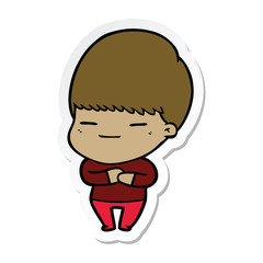 sticker of a cartoon smug boy