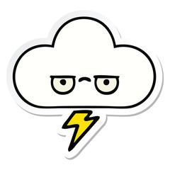 sticker of a cute cartoon storm cloud