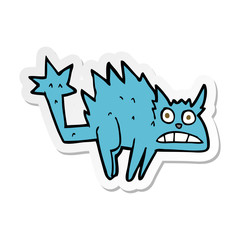 sticker of a cartoon frightened cat