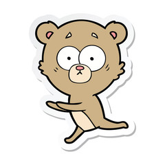 sticker of a worried bear cartoon