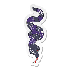 Obraz premium distressed sticker of a quirky hand drawn cartoon snake