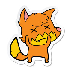 sticker of a cartoon dead fox