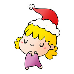 christmas gradient cartoon of kawaii girl