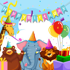 Wild animal on birthday template