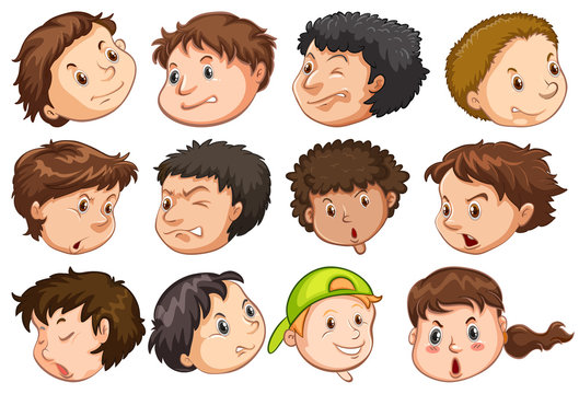 Set of people head with expression