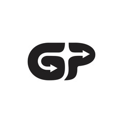 letters gp curves arrows simple logo vector
