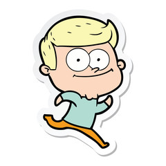 sticker of a cartoon happy man