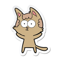 sticker of a happy cartoon cat