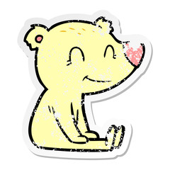 distressed sticker of a sitting bear cartoon