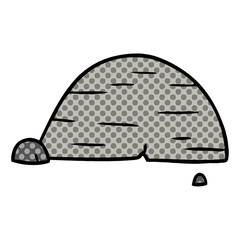 cartoon doodle of grey stone boulder