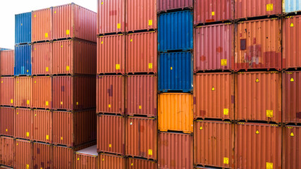 Fototapeta premium Container stack background, Stack of container, Logistic Import Export business.