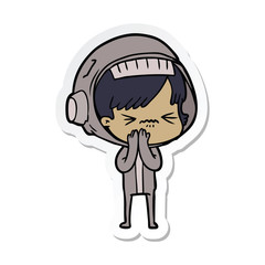 sticker of a angry cartoon space girl