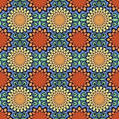 Fototapeta na wymiar Multi-color seamless geometric print. Flower pattern.