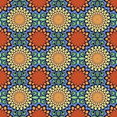 Multi-color seamless geometric print. Flower pattern.