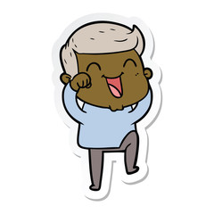 sticker of a cartoon man laughing